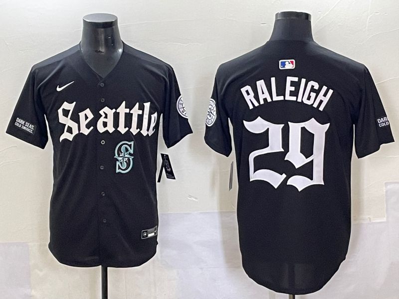 Men 2025 Seattle Mariners #29 Raleigh Black Five generations Joint Name Nike MLB Jersey style 62350->seattle mariners->MLB Jersey